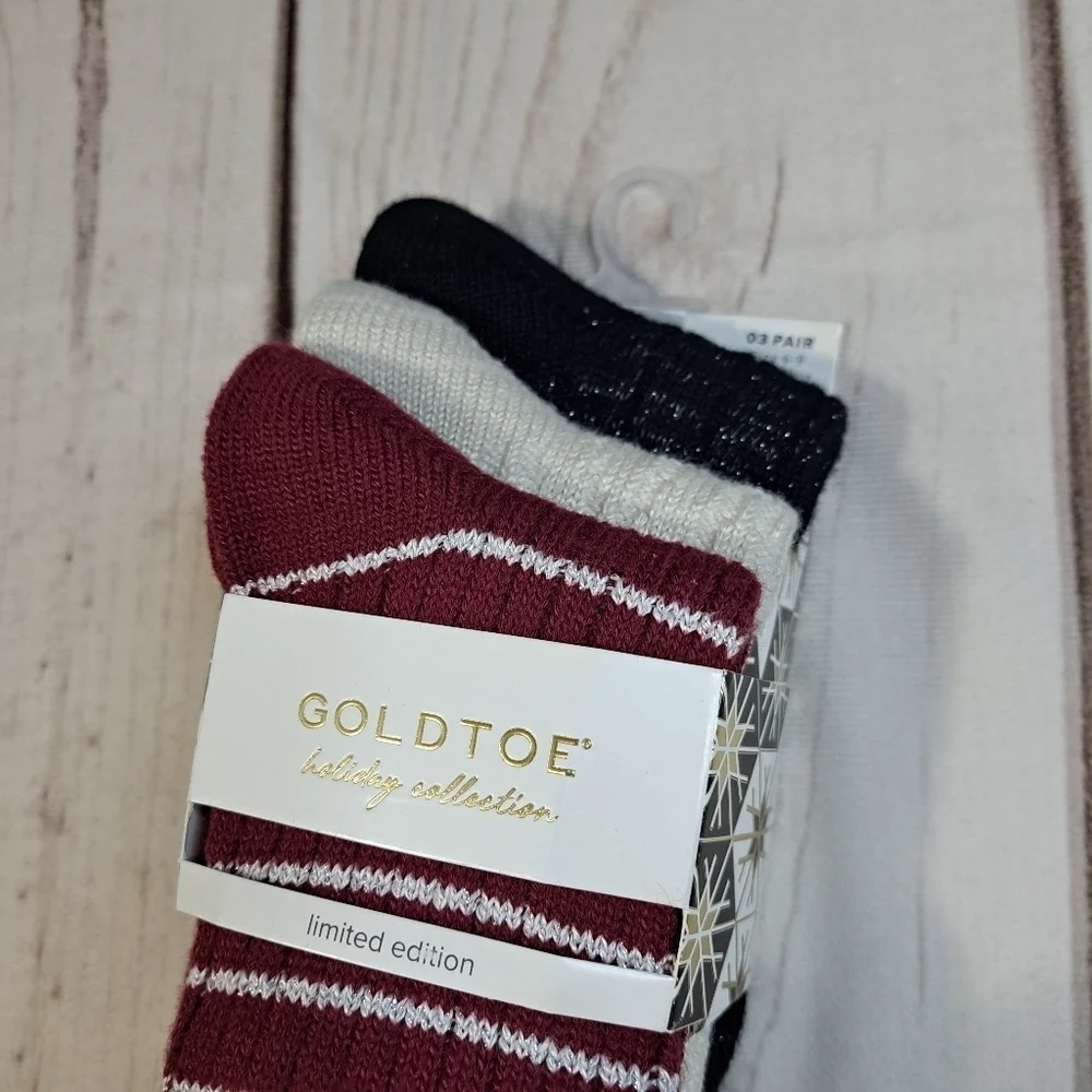 Goldtie Holiday Collection 3 Pair Ribbed Crew Sock
